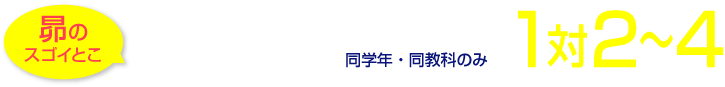 昴のスゴイとこ　リーズナブルな授業料で授業効率が高い(同学年・同教科のみ)　1対2〜4