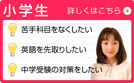 「小学生」苦手科目をなくしたい／英語を先取りしたい／中学受験の対策をしたい